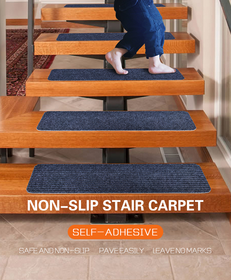 Graceline 8" X 30" Grey color Non-Slip Safety Stair carpet(图1)