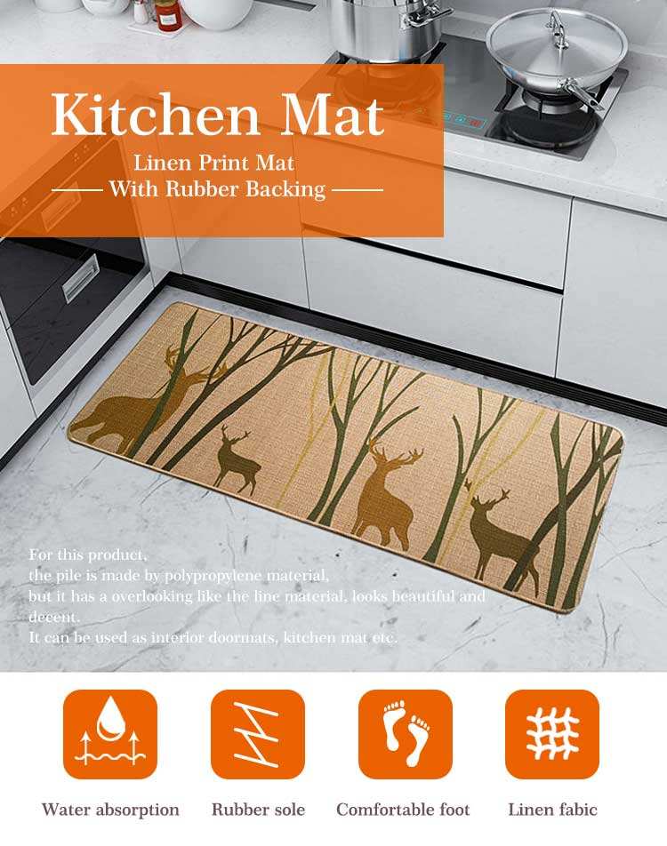 Custom design Linen kitchen mat(图1)