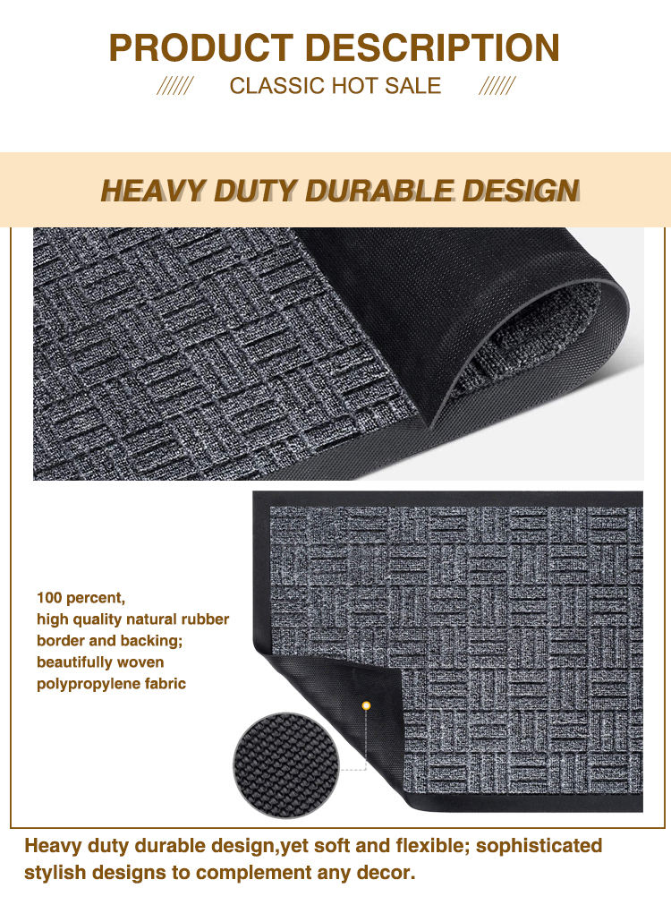 Antislip Entry Polypropylene Surface Outdoor Shoe Cleaning Dustproof rubber Backing Door Mat(图2)