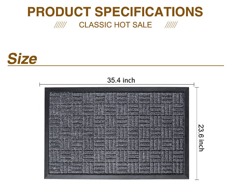 Antislip Entry Polypropylene Surface Outdoor Shoe Cleaning Dustproof rubber Backing Door Mat(图5)