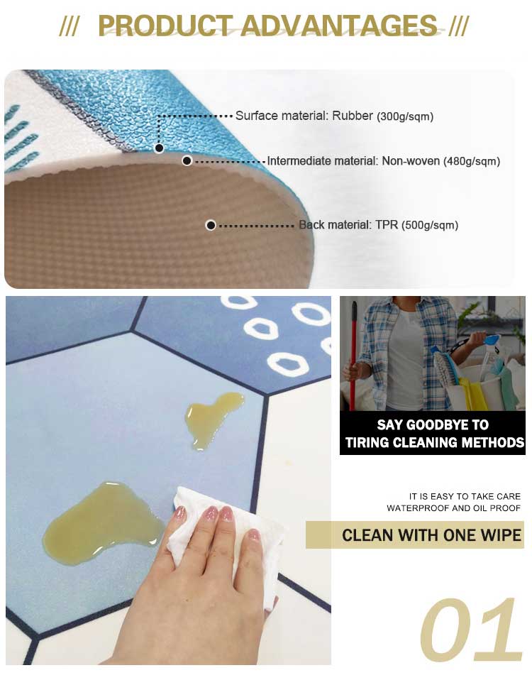 Waterproof Custom Printed Indoor Pvc Kitchen Rug Floor Mats Kitchen Mat(图2)